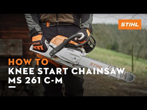 STIHL MS 261 C-M | How to knee-start your chainsaw | Instruction